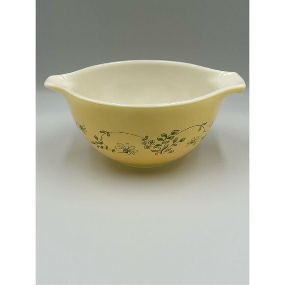 Vintage Pyrex Mixing Bowl Shenandoah Green Floral Opal Glass 750ml Collectable - Picture 5 of 10